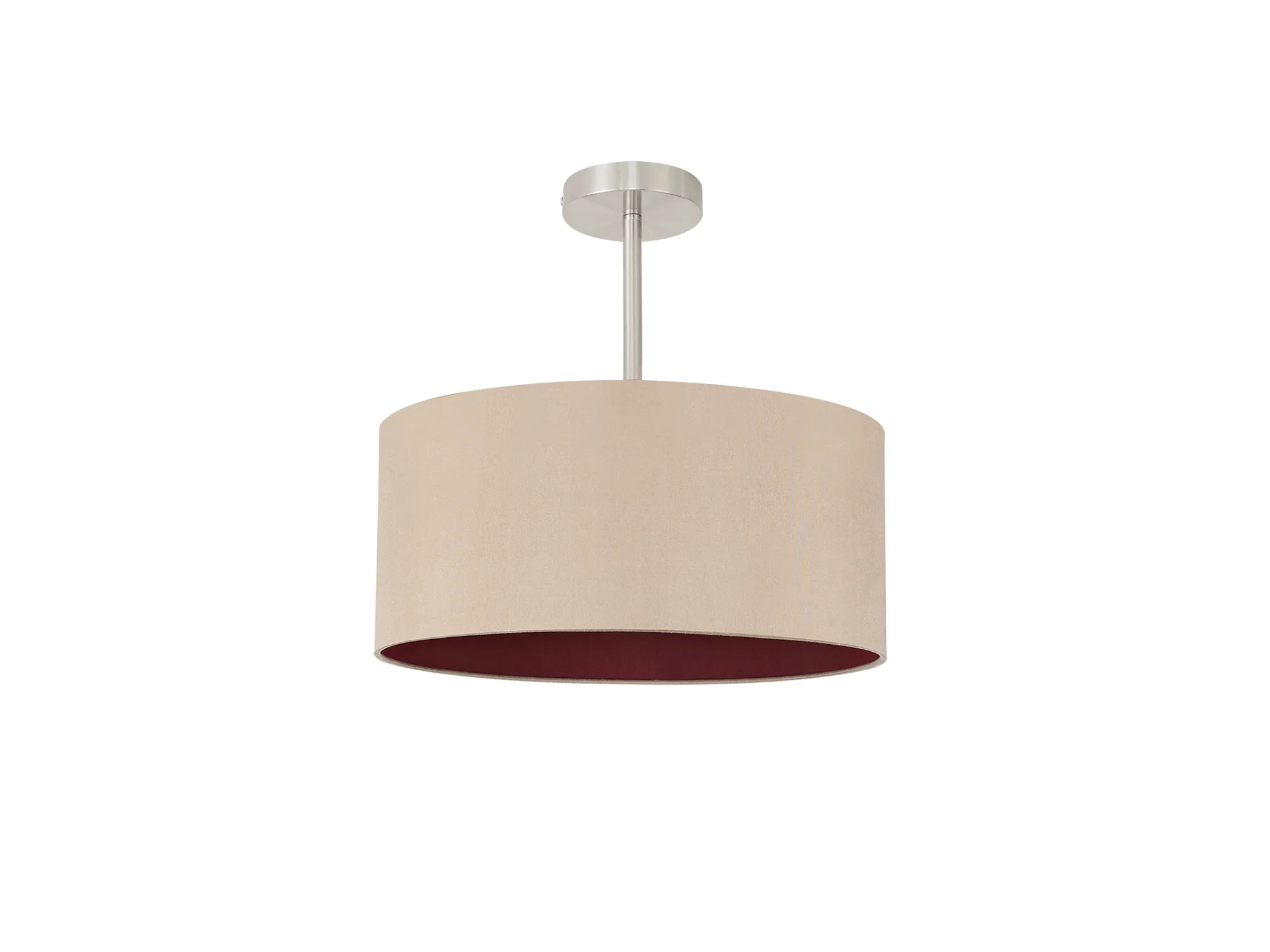 Baymont 40cm Semi Flush 1 Light Satin Nickel, Antique Gold/Ruby DK0252  Deco Baymont